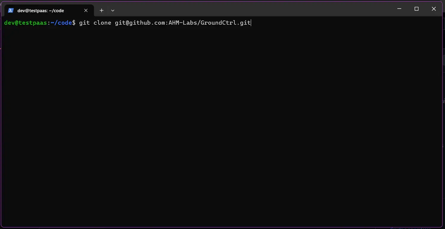 GroundCtrl Initial Dashboard Setup Phase