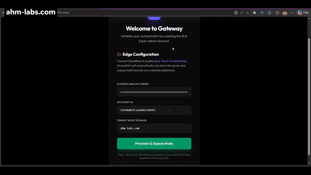 Orchestrator Initial Provisioning GIF